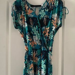 Summer tropical print romper